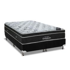 Cama Box King: Colchão Molas Bonnel Ortobom Nanolastic Exclusive Eucalipto + Base Black(193X203)