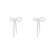 LKingel Brincos de laço para mulheres, brincos de laço de strass da moda, brincos de laço de Natal, brincos longos de borla, brincos de laço, enfeites de meia e acessórios de joias de Natal, Large,