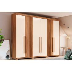 Guarda Roupa 6 Portas E 4 Gavetas C- Pés Norton Nature-off White - Henn