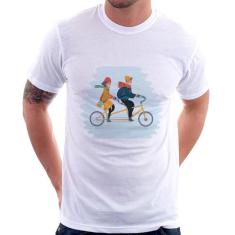 Camiseta Casal  Bicicleta - Foca na Moda, Branco, G