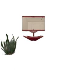 Gabinete De Vidro 60Cm Ac Cuba Quadrada - Vermelho Cereja