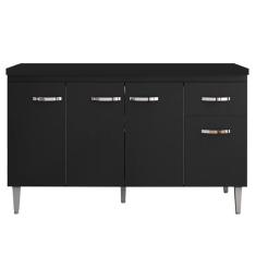 Balcão Pia Gabriela 150cm com Tampo mdp - ajl Móveis Preto