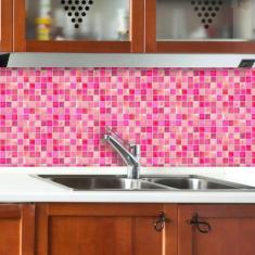 Papel de Parede Auto Adesivo Lavável Pastilha Pa0024 Rosa - Final Deco