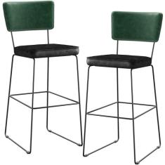 Kit 02 Banquetas Altas Sala Jantar Fixa Allana L02 Facto Verde Musgo m