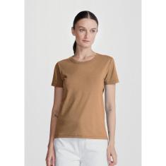Blusa Básica Feminina Manga Curta - Bege G-Feminino