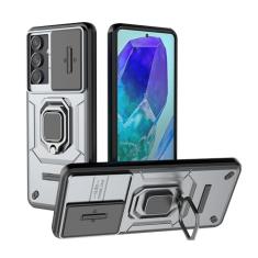 SORAKA Capa para Samsung Galaxy M55 5G com suporte e tampa deslizante para câmera Capa Samsung Galaxy M55 5G com placa de metal para suporte magnético para carro Capa de camada dupla em PC e TPU