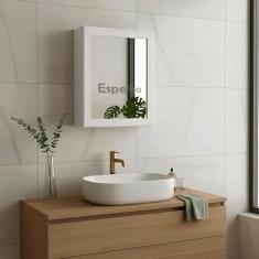 Armário Aéreo para Banheiro com Espelho Espelheira Branco Laca