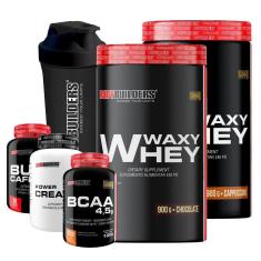 Kit 2x Whey Waxy Whey 900g + BCAA 100g + Creatina 100g + Cafeína 60 cáps + Coq - Bodybuilders-Unissex