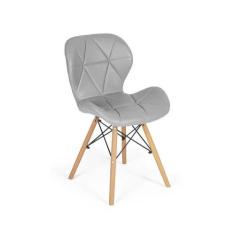 Cadeira Charles Eames Eiffel Slim Wood Estofada - Cinza - Magazine Dec