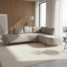 Sofá de Canto Orgânico 4 Lugares 265cm Base de Ferro Chaise Direito Lu