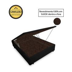 Cama Box Baú Luxo Blindado Viúva AColchoes Suede Preto 41x128x188
