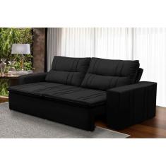 Sofá Retrátil e Reclinável 3 lugares com Molas 2,00m Ester Suede Preto Adonai Estofados