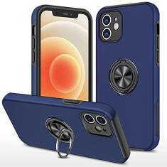 Capa de silicone para iPhone 14 13 Mini 12 Pro 11 XR XS Max X 6 6S 7 8 Plus Armor Magnetic Metal Ring Stand Phone Case, Blue, For iPhone 14 Pro