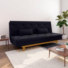 Sofá Cama 3 Lugares em Suede Tokio Yescasa Preto
