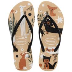 Chinelo Havaianas Slim Pets Gato Cachorro Infantil Menina Cor:Bege;Tamanho:25/26