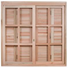 Janela de Madeira Pantográfica 100x120cm Com Caixilho 14cm  EWK 370 Rondosul Marroml