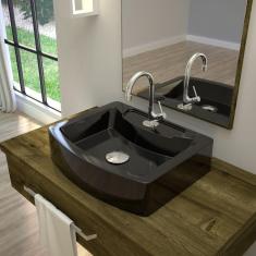 Kit Cuba RT41 com Torneira 1198 Metal e Válvula Click 1 Polegada G e Sifão Pvc e Flexível Compace Preto