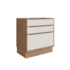 Balcão de Cozinha 80cm 3 Gavetas Viena Herval Louro Freijó/Argila