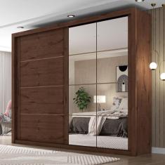 Guarda-Roupa Casal 8 Espelhos 2 Portas de Correr Essencial Espresso Móveis Jacarandá