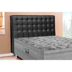 Cabeceira Cama Box Estofada Casal Casal Dama Plus Courano Preto - Simbal