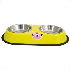 Comedouro Duplo Gato Cachorro Tigela Inox Antiderrapante Peq