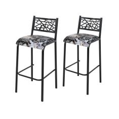 Conjunto 2 Banquetas Assento Fixo para Cozinha Preto