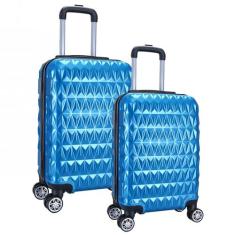 Kit Mala de Viagem 2 Peças Bordo e M - C/ 4 Rodinhas 360º - EAGLE, Azu