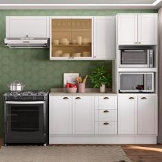 Cozinha Completa Milla Pop 100% MDF Armário e Balcão Branco Carraro