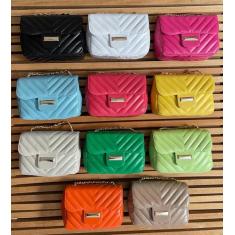 Bolsa pequena feminina alça corrente envio imediato - Manu Shoes, Pret