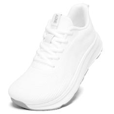 KDN Tênis masculino, leve, atlético, corrida, caminhada, academia, casual, esportivo, confortável, moderno, para viagem, corrida, trabalho, Branco, 39