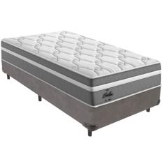 Cama Box Cinza e Colchão Berlim Molas Ensacadas Solteiro Probel
