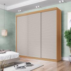 Guarda-roupa Casal 3 Portas De Correr Ripadas Samambaia Cabecasa Madeiramadeira Carvalho/off White