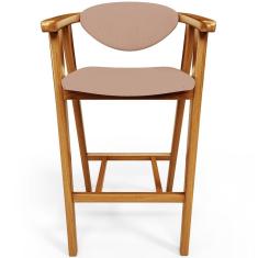 Banqueta Alta Cecília L02 Assento em Linho Base Fixa com Encosto Altura 102 cm Rosê para Cozinha