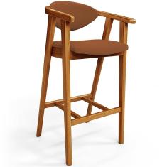 Banqueta Alta Cecília L02 Assento Poliéster Estrutura Madeira Encosto Fixo 70 cm Terracota para Cozinha