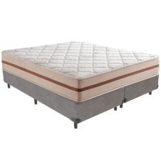 Cama Box Cinza E Colchão Classic 22 Cm Molas Ensacadas Queen Anjos