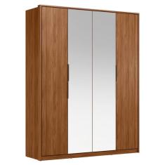 Guarda Roupa Casal 4 Portas Com Espelho E 3 Gavetas Attore Nogueira Touch