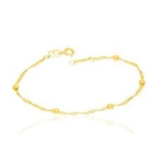 Pulseira Rommanel Banhado Ouro Fio Singapura Com Bolinhas 551370