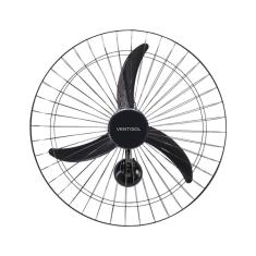 Ventilador Oscilante de Parede Ventisol 200W 60cm 3 Pás 3 Velocidades Preto Ventilador Oscilante de Parede Preto 60cm