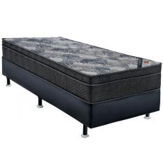Cama Box Colchão Iso Molas Superpocket Solteiro Ortobom Preto/Azul