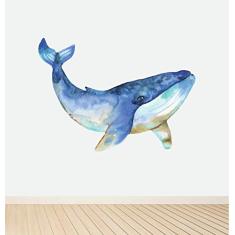 Adesivo De Parede estilo Aquarela Baleia tamanho 50cmx70cm