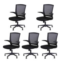 Kit 5 Cadeiras para Escritório Diretor com Relax Milão 3314 Preto