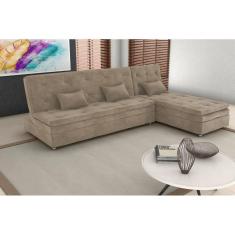 Sofá Cama Reclinavel com Chaise Penélope Suede Bege B251 – Matrix