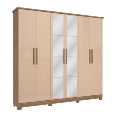 Guarda-Roupa Casal Kappesberg 6 Portas com Espelho Marrom Bege - CB01N560