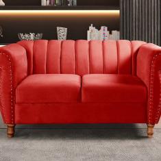 Namoradeira Realeza Sofá Chesterfield Decoração Sala Recepção Estilo Retrô Vermelho
