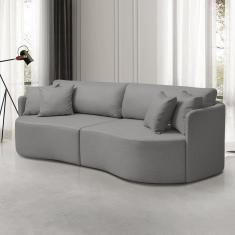 Sofá 3 Lugares Dakota Cinza Escuro 188 Cm Cinza Escuro