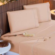 Jogo de Lençol King 200 Fios 4 Peças 100% Algodão - Suítes Sonhos, Ros