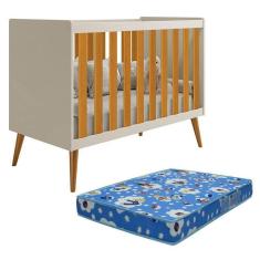 Berço Americano Isis Areia Savana Com Colchão Baby Physical - Reller Móveis Areia Savana