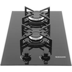 Fogão de Mesa Cooktop 2 Bocas Vidro Preto à Gás - SUGGAR - FG2002VP