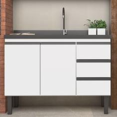 Balcão para Cozinha em Aço 120cm 2 Portas 3 Gavetas Netuno