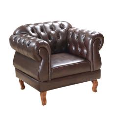 Poltrona Chesterfield Elizabeth - Courino - Almofada Fixa